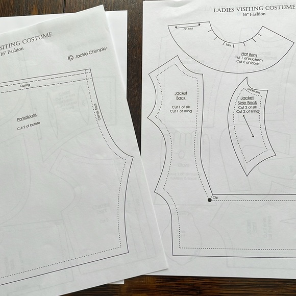 Visiting Costume for 16" French Fashion Doll, sewing pattern by Jacki Chimpky - Picture 3 of 5